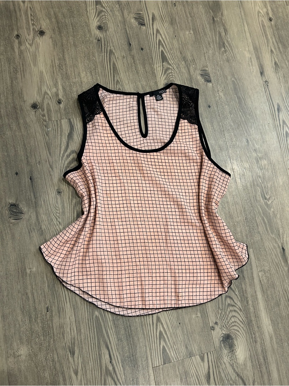 Pink Grid Pattern Tank Top